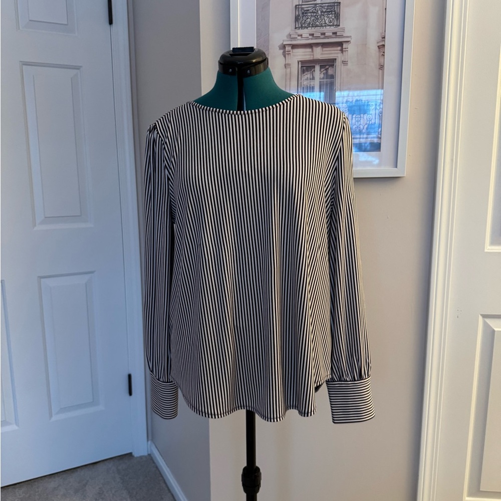 Ann Taylor maroon and White Striped Blouse